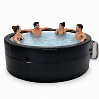 Spa de massage rond portable personnalisé en mousse PE écologique pour 6 personnes, 184x73cm, noir uni, avec pompe classique