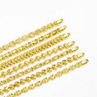 Bracelet en Chaîne à Maillons Creux Créatif avec Fermoir, Montre Cœur et Jonc Plaqués Or 24K, Bijoux Classiques de Dubaï et Arabie Saoudite pour Femme, Vente en Gros