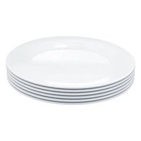 Assiette de présentation ronde en mélamine blanche incassable de 10,5 pouces avec logo personnalisé pour restaurant