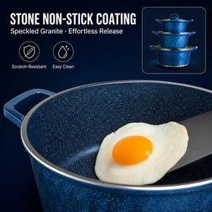 Set di Pentole in Pietra di Cobalto <span class=keywords><strong>6</strong></span> <span class=keywords><strong>Pezzi</strong></span>, Antiaderente in Alluminio Pressofuso con Finitura Diamantata, Padella in Granito Blu, Personalizzabile OEM - Product Image 5