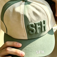 Gorra de Béisbol Americana Retro con Letras Bordadas, de Visera Plana y Bloques de Color, Perfecta para Skateboarding, Estilo Hip-Hop