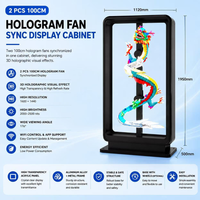 Vitrine d'affichage holographique synchronisée 100CM, double effet visuel 3D, support de sol LED intérieur pour publicité en magasin, HDR10+ 1080P 360