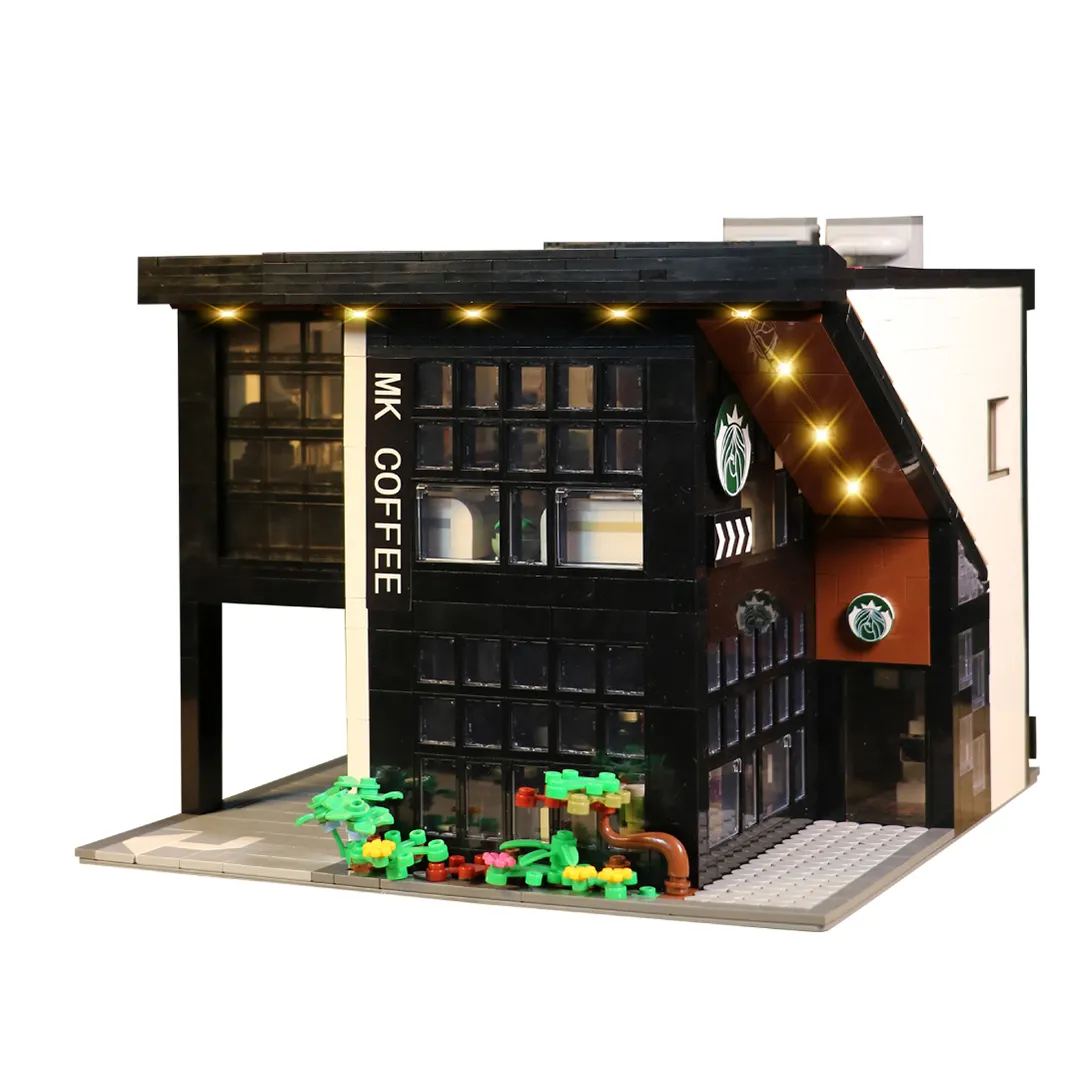 I più venduti Street View Series City Coffee House Model LED Building Blocks per regali di compleanno