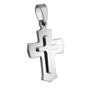 Petit pendentif croix en acier fin 19x30mm - Product Image 1