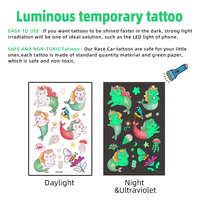 Pegatinas de Tatuajes Temporales Luminosas Fluorescentes para Niños, Ecológicas, Personalizadas, 16 Hojas, Resistentes al Agua, con Dibujos Animados Lindos
