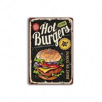 Panneau métallique personnalisé romantique, forme carrée, motif animalier, construction soudée, pour la décoration artisanale de restaurants de burgers, promotion et événements