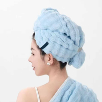 Wholesale Extra Large Hair Drying Towel Wrap 70x28cm Ultra Soft Bubble Coral Fleece Fast Dry Turban for Women Quick Dry Hair Cap