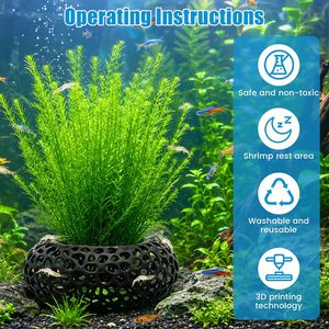 Nascondiglio Rotondo in Plastica Nera per Gamberetti, Decorazione per Acquario 8*8*2.5CM, Caverna per Gamberetti e Pesci <span class=keywords><strong>Betta</strong></span> - Product Image 3