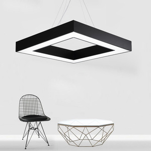 Suspension LED moderne en acier inoxydable noir, forme rectangulaire, lumière du jour 5000K, E26, télécommande, hauteur réglable, protection oculaire - Product Image 5