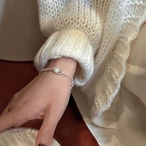 S925 Sterling <b>Silver</b> Basic Model Yuanbao Buckle Bead <b>Bracelet</b> Korean Version Niche Design Fine <b>Beaded</b> Jewelry Wholesale - Product Image 2