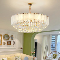 Lustre contemporain en fer à feuilles de cristal LED encastré IP65 de luxe moderne pour salon et salle à manger