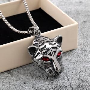 Collar con Colgante de Animales de Acero Inoxidable, Cabeza de León, Tigre, Guepardo, Ojos Rojos, Joyería de Moda Unisex, Cadena 40606 40607 - Product Image 2