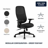 Chaise de bureau ergonomique en maille avec appui-tête réglable, dossier haut, pivotante, design moderne, pour hôtel, en stock