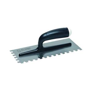 PAVAN Left-Handed Notched <b>Trowel</b> '816/PD' 28x12 Cm-5x7 mm Teeth Carbon Steel/Plastic/Rubber Blades for Cement <b>Plaster</b> Work - Product Image 1