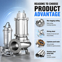 Pompa Air Limbah Submersible Stainless Steel WQ50 11 kW, Pompa Drainase Tugas Berat untuk Sumur Pembuangan, Pengolahan Air Kota dan Industri