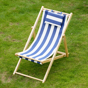 Silla de Playa Plegable de Madera Ajustable con Logotipo Personalizado al por Mayor - Product Image 1