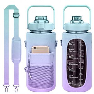 Wholesale Summer Outdoor Large Capacity Sport or Gym BPA-Free Plastic Fitness Travel <b>Water</b> <b>Bottle</b> <b>with</b> <b>Time</b> Maker - Product Image 6