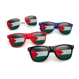 Supply Souvenir Gifts Multi Colored Frame Pinhole Lightweight Plastic Palestine Flag Stickers Sunglasses for Activity