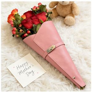 Sac porte-bouquet personnalisé en cuir PU durable avec couleur et logo sur mesure, pochette d'emballage cadeau de mariage - Product Image 3
