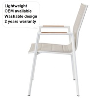 Fauteuils de patio modernes blancs en aluminium Mobilier Extérieur Jardin Restaurant Double Teslin Chaises de salle à manger