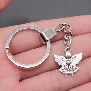 WYSIWYG 20x19mm Antique Silver Plated Antique Bronze Plated Zinc Alloy Angels Watching Over Me Keychain P2-ABD-C10002