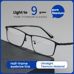 Montura de Gafas Ópticas de Titanio Puro de Alta Calidad, Ultraligeras, con Protección Anti-Luz Azul, para Hombre, Diseño Cuadrado para Lectura - Product Image 2