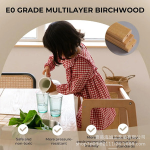 Solid Wood Children <b>Learning</b> <b>Tower</b> With Footrest Safety Design For Kitchen Bathroom Child Use - Product Image 3