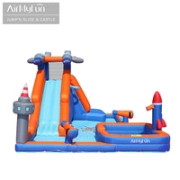 Toboggan aquatique gonflable AirMyFun pour enfants, château gonflable fusée spatiale en tissu Oxford, double toboggan pliable