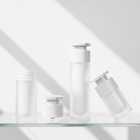 Flacon pompe airless en plastique givré et blanc haut de gamme de 30 ml et 50 ml pour crème visage, shampoing et emballage de produits de soin