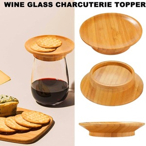 Tabla de charcutería de madera para copas de vino, redonda, reutilizable, para fiestas - Product Image 3