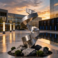 Escultura Abstracta Moderna de Acero Inoxidable, Arte en Espiral Grande para Exteriores, Escultura Metálica Personalizada para Decoración de Plazas Comerciales