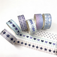 Ruban Washi semi-transparent à finition mate, bleu-violet vintage rétro, pour Bullet Journal, tableau d'humeur et carnets d'art