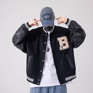 Veste universitaire pour homme, veste bomber de baseball, veste unisexe streetwear, patch brodé en toile, manteau décontracté d'automne - Product Image 3