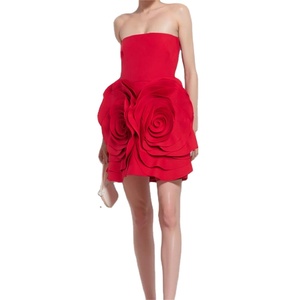 Robe moulante mini sans bretelles en 3D rose de haute qualité pour femmes, idéale pour les soirées, extensible et tendance - Product Image 1