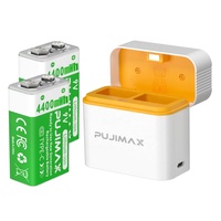 Usine PUJIMAX vente en gros batterie rechargeable 9v batterie au lithium-ion avec chargeur de batterie au lithium pour instrument électronique