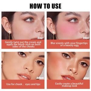 Stick de maquillage crème végétalien en gros, logo personnalisé, soyeux, léger, blanc, rose, multi-usages, stick <span class=keywords><strong>blush</strong></span> - Product Image 5