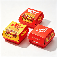 Cajas de Papel para Hamburguesas Desechables, Compostables, Impresas Personalizadas, Plegables, para Comida para Llevar, para Restaurantes de Comida Rápida