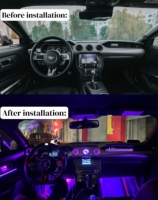 Pour Ford Mustang 2015-2022, kit d'éclairage ambiant intérieur de voiture Glefon en gros, 64 couleurs, commande par application, plug and play, lampe d'ambiance