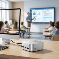 Mini PC spécial N5 Intel N150 Quad Core 12 Go LPDDR5 1 To SSD DP 4K Double LAN Double Type-C Double OS Win11 Pro