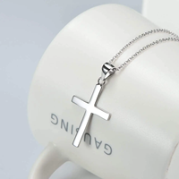 Bijoux à thème religieux Collier à pendentif croix en argent sterling 925 plaqué or et rhodium noir rhodié