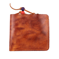 Dompet Kulit Asli Buatan Tangan Vintage 2026 untuk Pria, Tempat Kartu & Dompet Koin Bergaya Retro