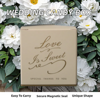 Boîte à dragées de mariage bleue, style frais, rouge bordeaux, petite boîte carrée rigide en carton, avec poignée, pour bougies ou cadeaux