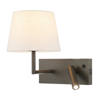 Applique murale d'hôtel ETL, lampe de lecture de chevet réglable, lampe murale moderne pour chambre à coucher avec abat-jour en tissu