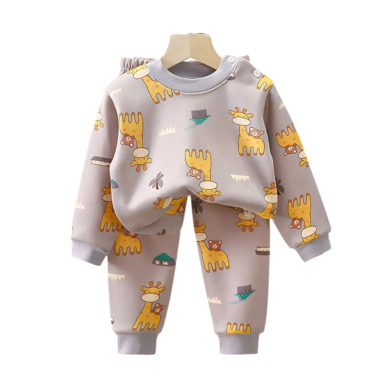 Kinderen Met Fluwelen Warm Ondergoed Jongens En Meisjes Herfst Kleding En Herfst Broek Op Winter Baby Pyjama 'S Hot Sale