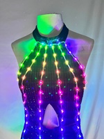 Robe à franges lumineuses à paillettes LED, robe mini multicolore scintillante à bretelles pour boîte de nuit, festival et spectacle sur scène