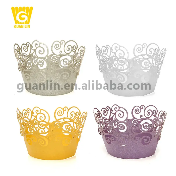 Little Vine Ren Filigree Giấy Cưới Sáng Tạo Nướng Cupcake Trường Hợp Wrappers