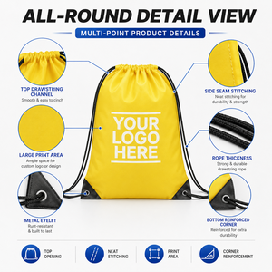 Bolsas de Compra Ecológicas, <span class=keywords><strong>Bolsa</strong></span> con Cordón de Nailon Impermeable, Mochila con Logotipo Personalizado, <span class=keywords><strong>Bolsa</strong></span> Deportiva con Cordón y Logotipo - Product Image 3