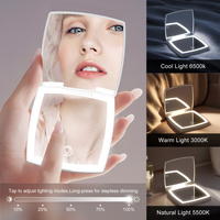 Miroir de maquillage portable rechargeable de type C, logo personnalisé, mini miroir de poche compact, petit miroir LED avec lumière
