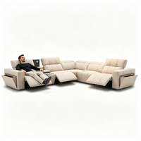 Canapé modulaire design avec fauteuils inclinables électriques, consoles multifonctions et appuie-têtes électriques, canapé d'angle en cuir de qualité supérieure