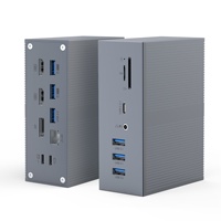 Hub Ekstensi Port Jaringan Gigabit Komputer USB Tipe C Desktop 16-In-1 dengan Stok Paduan Aluminium 2.0 PD100W USB3.0